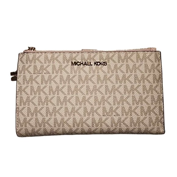 NWT Michael Kors Jet Set Double Zip Wristlet Light Powder Blush - Picture 1 of 4